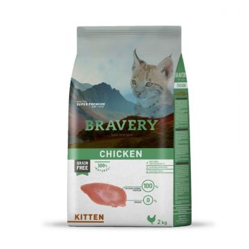 Hrana Uscata Pisici, Bravery Kitten, Pui, 2 kg