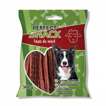 Perfect Snack, recompense delicioase pentru caini,  Fasii de miel ,   300 g