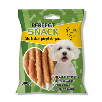 Perfect Snack, recompense delicioase pentru caini, Stick din piept de pui,   300 g