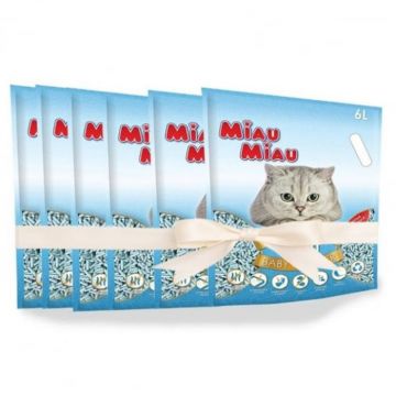 Set 6 Buc X Asternut igienic pentru pisici Miau Miau Tofu Baby Powder 6L