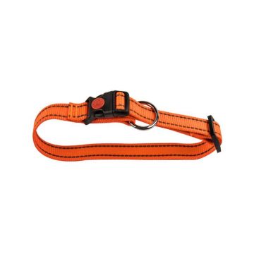 ZGARDA NYLON PENTRU CAINI  ORANGE REFLECTORIZANT CLICK 10MM*20-35CM