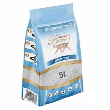 Asternut igienic Pure White, Miau Miau, fara parfum, pentru pisici, 5L