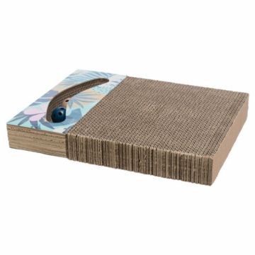 Carton de zgariat pentru pisici cu doua mingi si catnip 38 x 5 x 30 cm