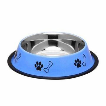 Castron din inox antiderapant pentru caini 4Dog Albastru