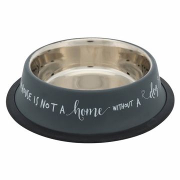 Castron din inox pentru caini 0.45l   19 cm gri
