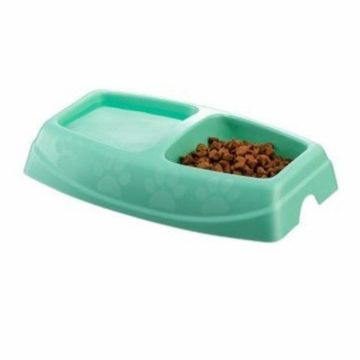 Castron din plastic dublu 4Dog Deluxe verde 2x0,25l