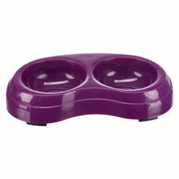 Castron din plastic dublu pentru caini 2 x 0.2 l   10 cm