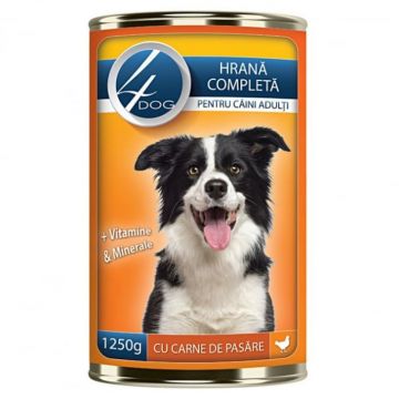 Conserva pentru caini 4Dog cu pui 1250 gr