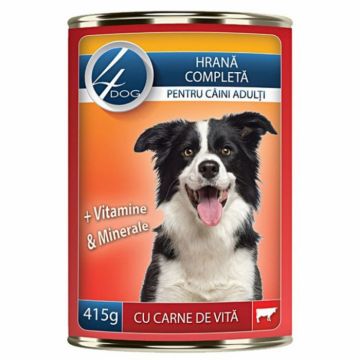 Conserva pentru caini adulti 4Dog cu vita 415 gr