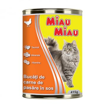 Conserve pentru pisici Miau Miau cu pui 415 gr