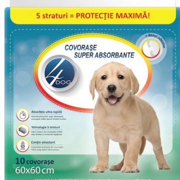 Covorase absorbante 4Dog 60 X 60 cm, 10 buc pachet