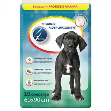 Covorase absorbante 4Dog 60x90 cm, 10 buc pachet