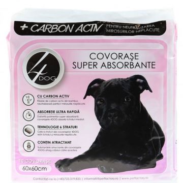 Covorase absorbante 4Dog Charcoal 60x60 cm, 10 buc   pachet