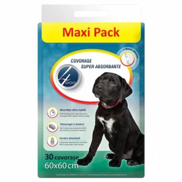 Covorase absorbante 4Dog Maxi 60x60 cm, 30 buc pachet