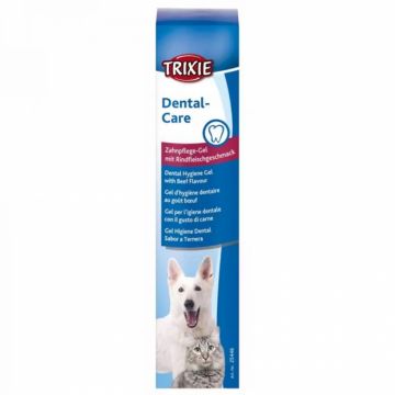 Gel de ingrijire dentara  cu aroma  de vita  pentru caini  pisici Trixie