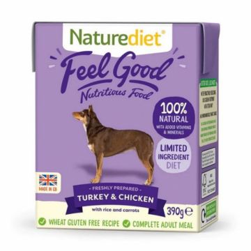 Hrana Umeda Caini NATUREDIET Pate Feel Good Turkey Chicken 390gr