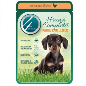 Hrana umeda pentru caini 4Dog  Junior cu pui 100 gr