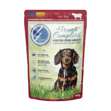 Hrana umeda pentru caini 4Dog Mini Adult cu vita 100 gr