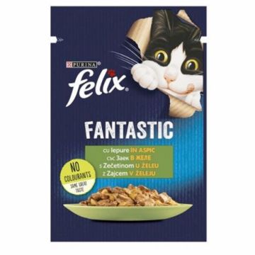 Hrana umeda pentru pisici Felix Fantastic cu iepure 85 gr