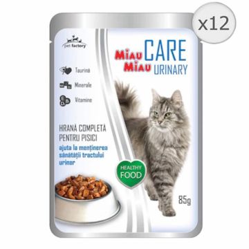 Hrana Umeda Pentru Pisici Miau Miau Care Urinary Peste, Plic, 12x85 G