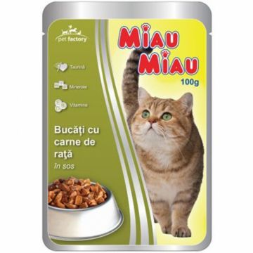 Hrana umeda pentru pisici Miau Miau cu rata in sos 100 gr