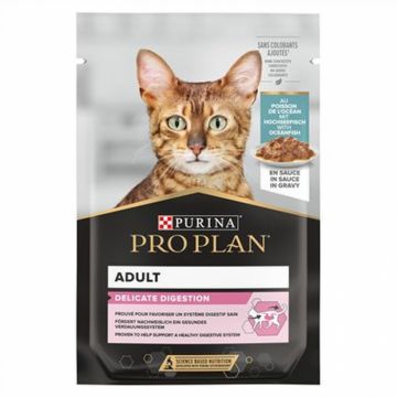 Hrana umeda pentru pisici Pro Plan Delicate Nutrisavour cu peste oceanic in sos 85 g