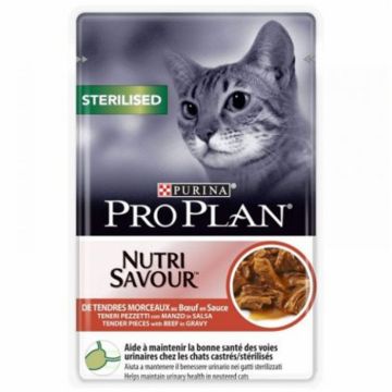 Hrana umeda pentru pisici Pro Plan Nutrisavour Sterilised cu vita 85g
