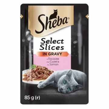 Hrana umeda pentru pisici Sheba cu somon in sos 85 gr