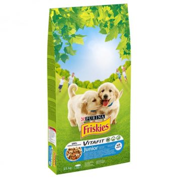 Hrana uscata pentru caini Friskies Junior cu pui  legume 15 kg