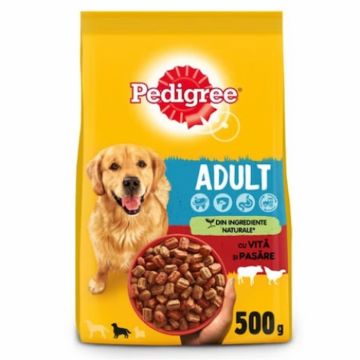 Hrana uscata pentru caini Pedigree Adult cu vita  pasare 500 g
