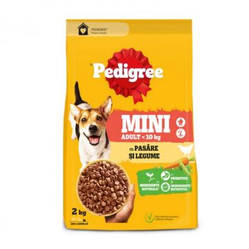 Hrana uscata pentru caini Pedigree Mini Adult cu pasare  legume 2 kg