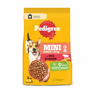 Hrana uscata pentru caini Pedigree Mini Adult cu vita  legume 2 kg