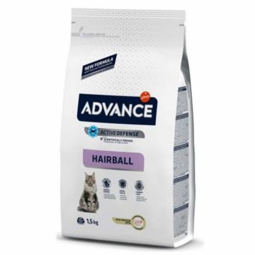 Hrana uscata pentru pisici Advance Hairball cu curcan  orez 1,5 kg