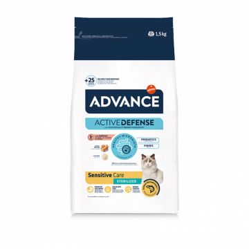 Hrana uscata pentru pisici Advance Sensitive Sterilised cu somon 1,5 kg