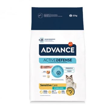 Hrana uscata pentru pisici Advance Sensitive Sterilised cu somon 10 kg