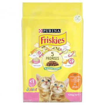 Hrana uscata pentru pisici Friskies Junior cu pui  legume 10 kg