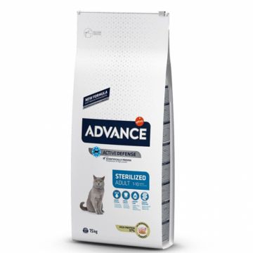 Hrana uscata pentru pisici sterilizate Advance cu curcan 15 kg