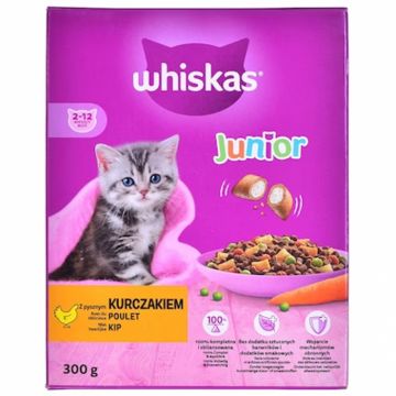 Hrana uscata pentru pisici Whiskas Junior cu pui 300 gr