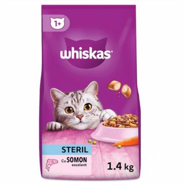 Hrana uscata pentru pisici Whiskas Sterile cu somon 1,4 kg