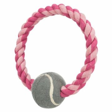 Jucarie pentru caini inel din franghie cu minge de tenis 6 cm 8 Cm