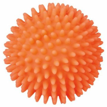 Jucarie pentru caini minge portocalie cu tepi  7 cm
