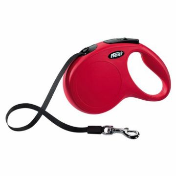 Lesa retractabila pentru caini Flexi Classic cu banda XS, 3 m Rosu