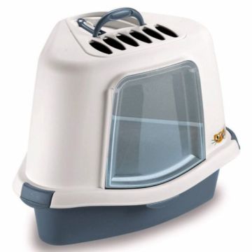 Litiera acoperita Stefanplast Sprint Corner Plus blue 40x56x14 cm
