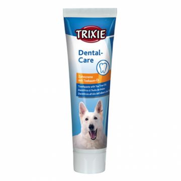 Pasta de dinti pentru caini cu ulei de arbore de ceai Trixie 100 gr