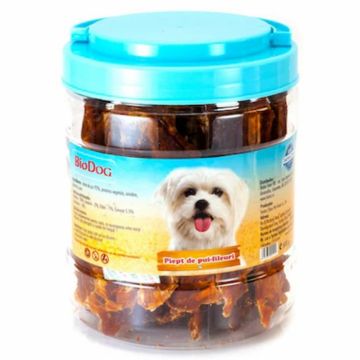 Recompense pentru caini Biodog Snack piept de pui fileuri 500 gr