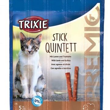 Recompense pentru pisici Premio Quadro-Sticks cu miel  curcan 5 buc x 5 gr