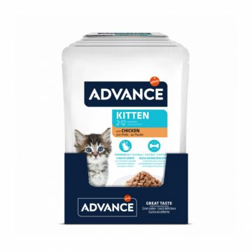 Set 12 buc x 85 gr Hrana umeda pentru pisici Advance Kitten cu pui