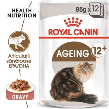 Set 12 buc x 85 gr Hrana umeda pentru pisici Royal Canin Ageing +12 in sos