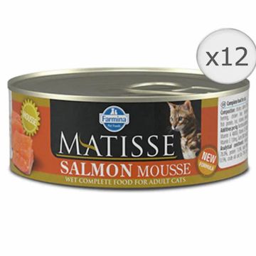 Set 12 buc x 85 gr Hrana umede pentru pisici Matisse , cu Somon