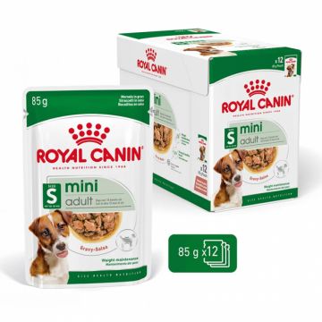 Set 12 plicuri x 85 gr Hrana umeda pentru caini Royal Canin Mini Adult
